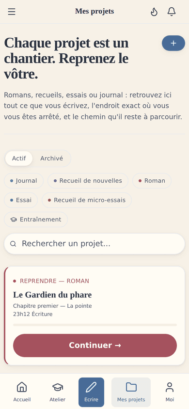 Vos projets en un coup d'œil : tout ce que vous écrivez, réuni au même endroit.