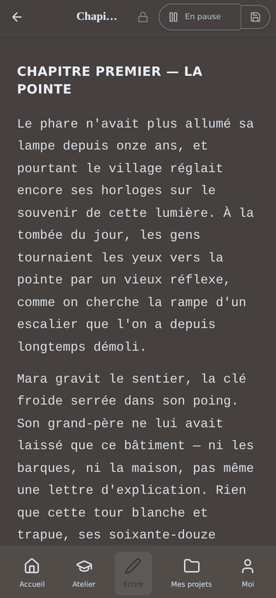 L'éditeur de pratique : une page sans distraction qui s'adapte à l'étape où vous en êtes.